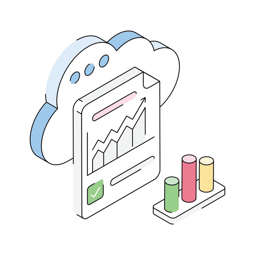 Easy to edit icon of cloud report designed in isometric style vector