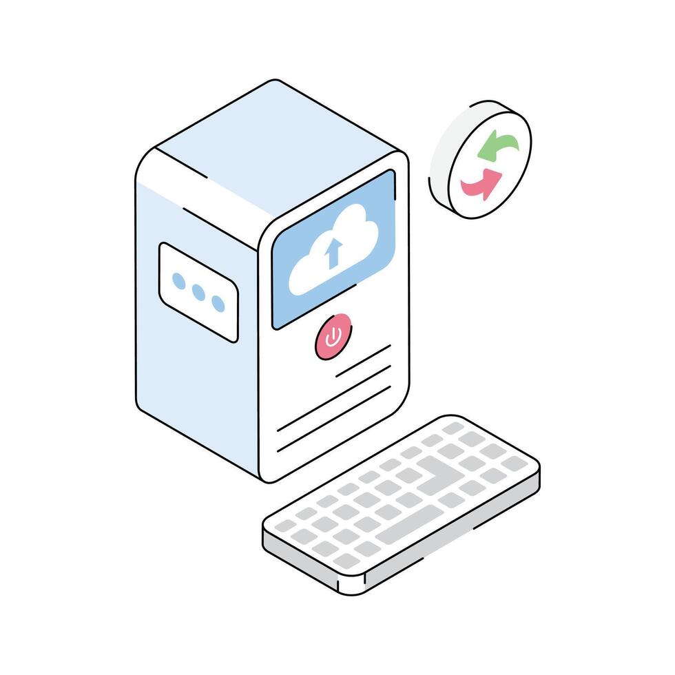 A handy isometric icon showing cloud processing unit vector