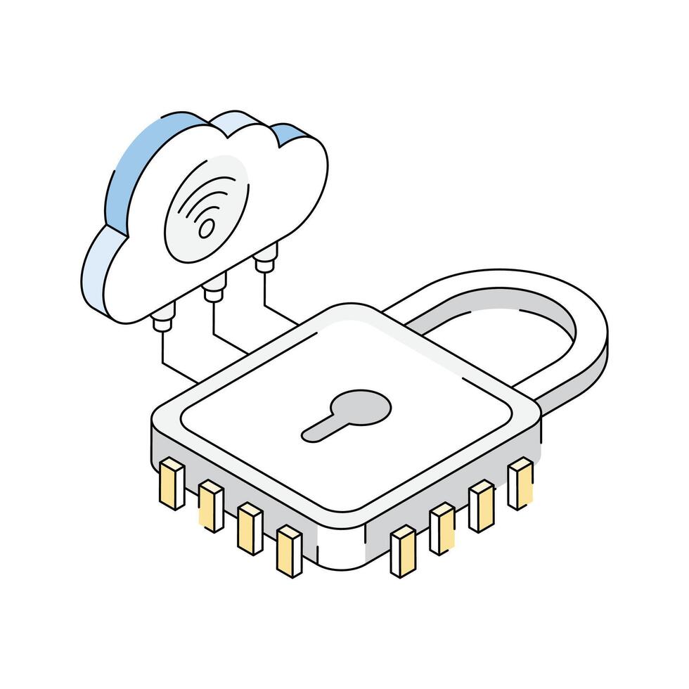 Well crafted isometric style icon of safe cloud lock vector
