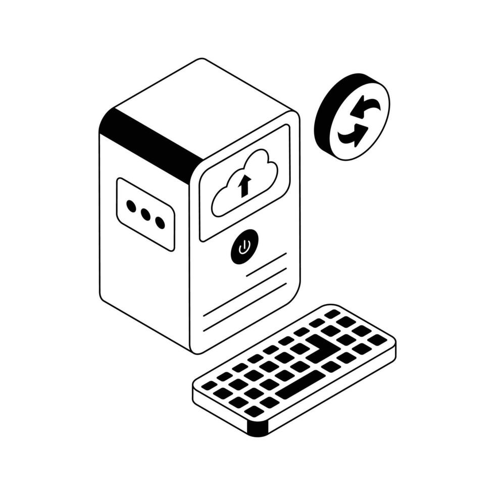 A handy isometric icon showing cloud processing unit. vector