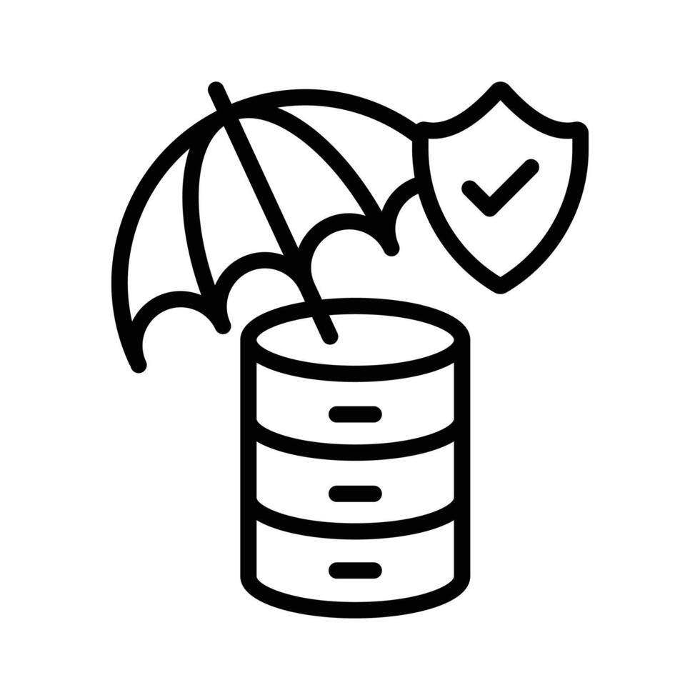 Ready to use outline style icon of secure database under umbrella. vector