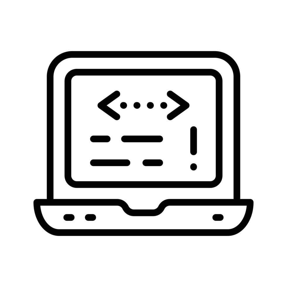 Get a sight of this captivating line icon showing laptop coding. vector