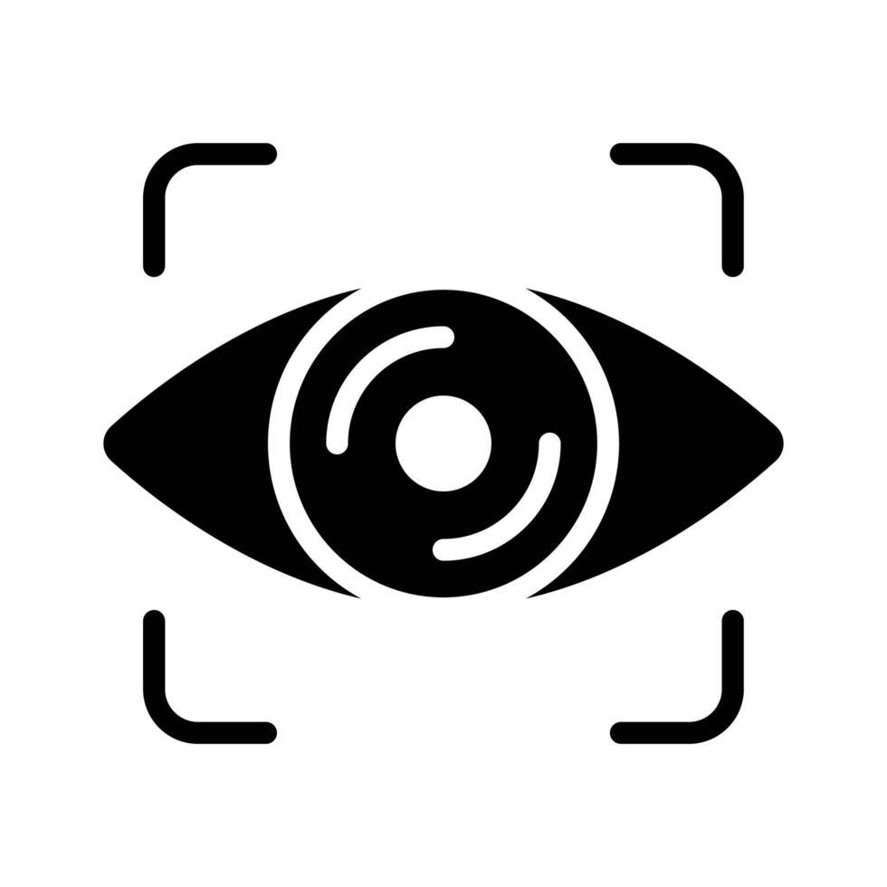 A modern glyph style icon showing eye scan technology vector