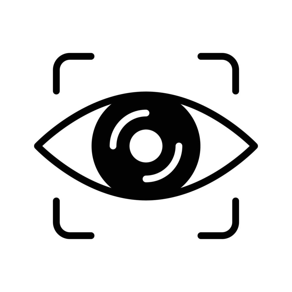 A modern glyph style icon showing eye scan technology. vector