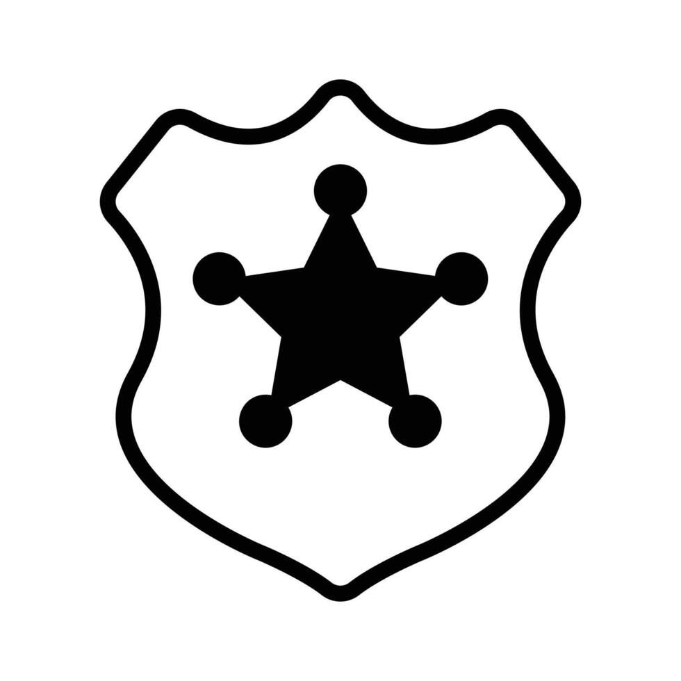 Well crafted glyph style icon showing police badge. vector
