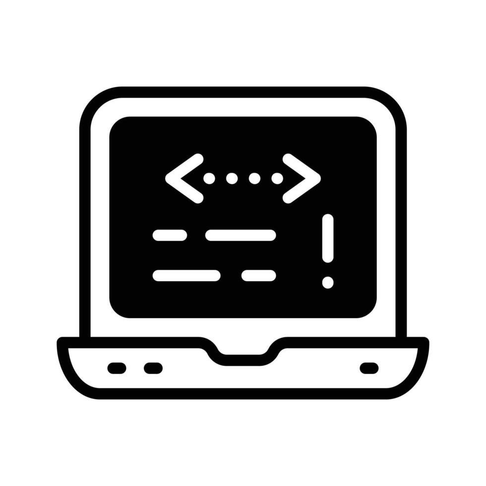Get a sight of this captivating glyph icon showing laptop coding. vector