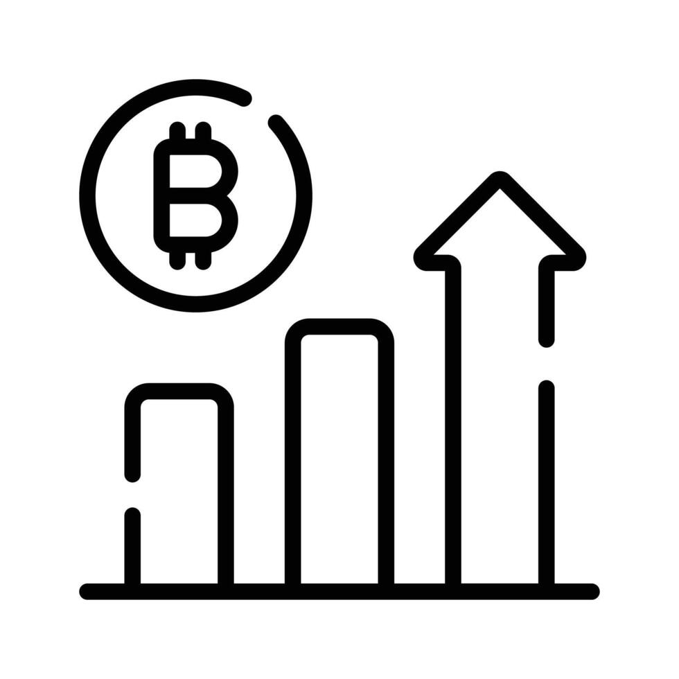 A premium linear icon of bitcoin growth arrow vector