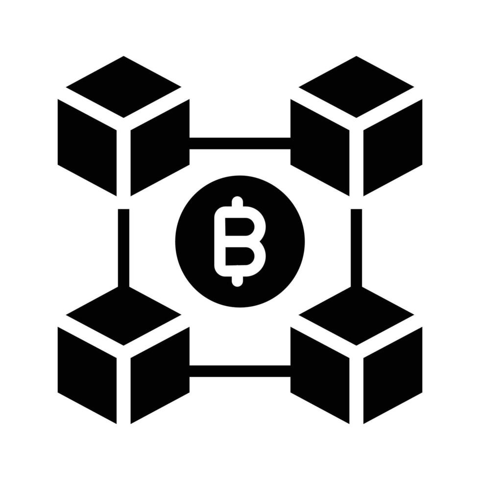 A modern glyph icon of blockchain connection nodes vector