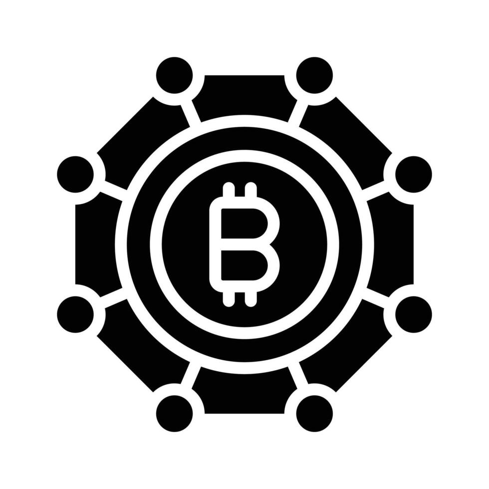 An editable glyph icon of bitcoin network web vector