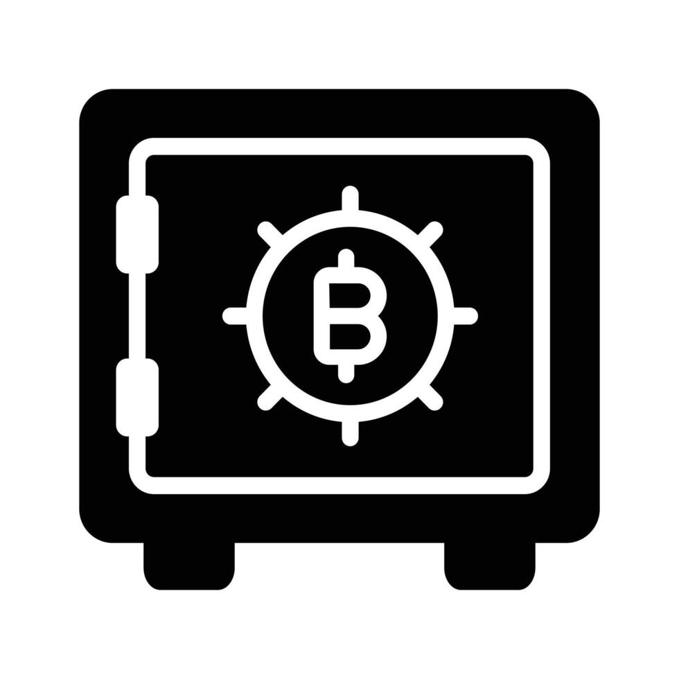 Premium glyph icon of locked bitcoin locker vector