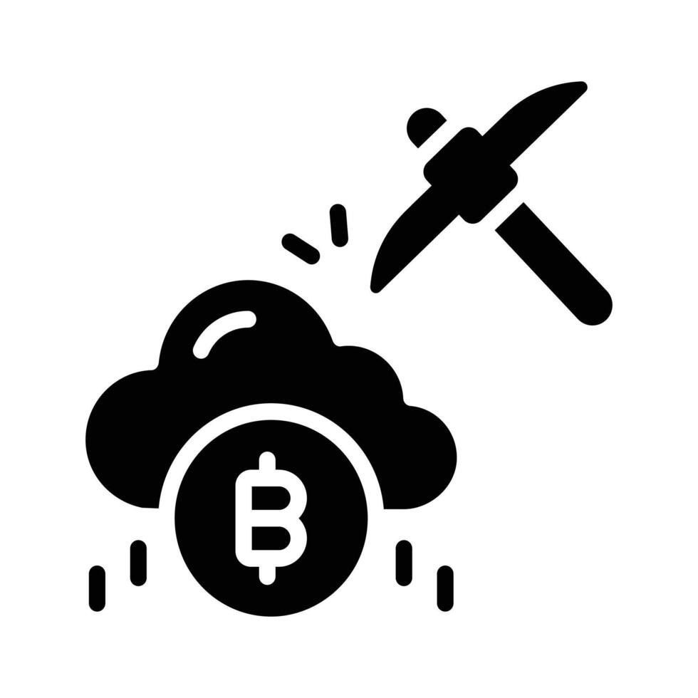 Check out this glyph icon of bitcoin cloud vault vector