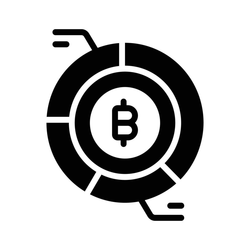 A customizable glyph icon of bitcoin analysis chart vector