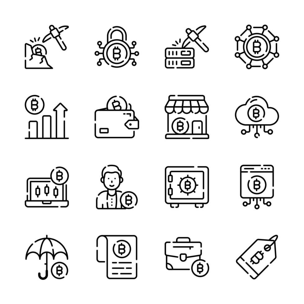 Check out handy bundle of bitcoin and crypto assets outline icons vector