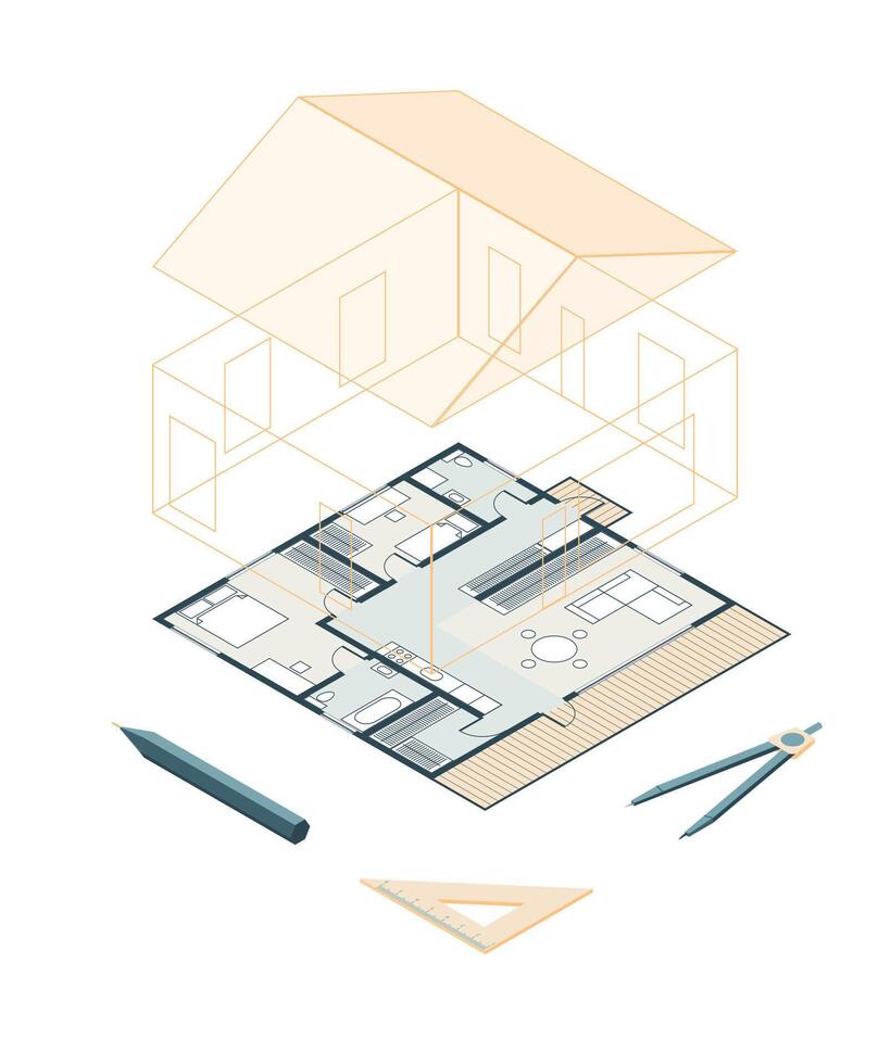 Architectural house floor plan graphic vector