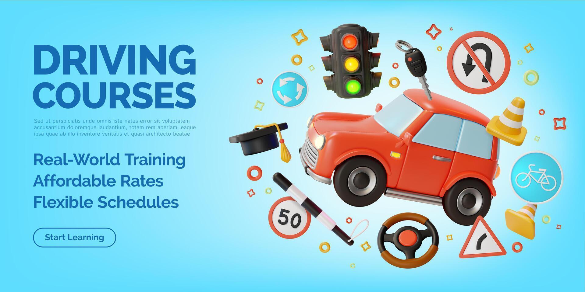 Colorful driving course illustration vector