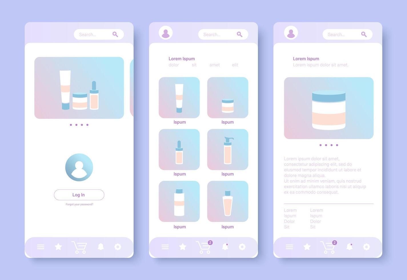 Online Shopping Design Interface Template for Mobile App. vector