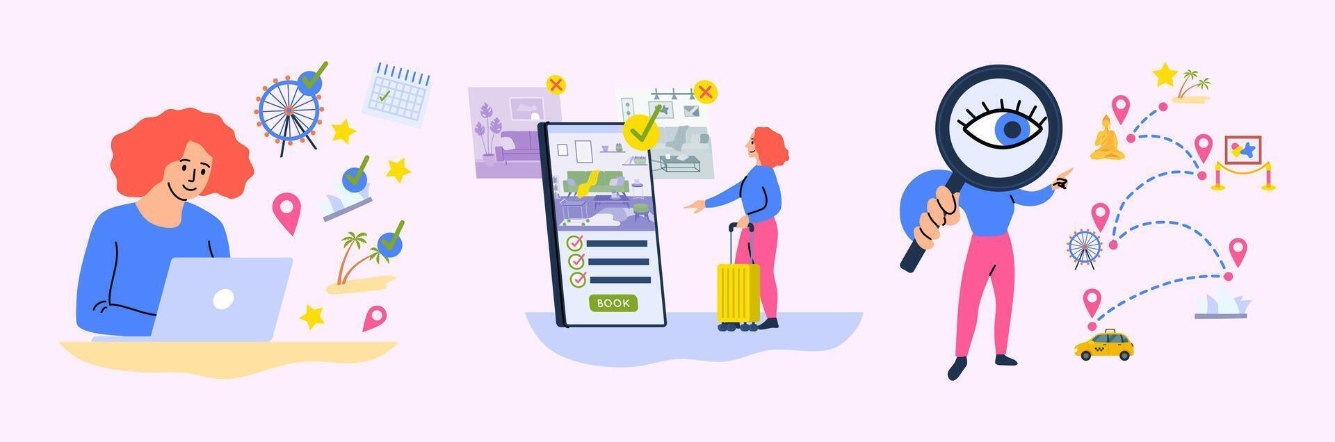 Travel planning using technology and research vector