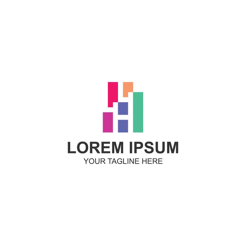 letter h logo design for building or company with creatiev illustration vector