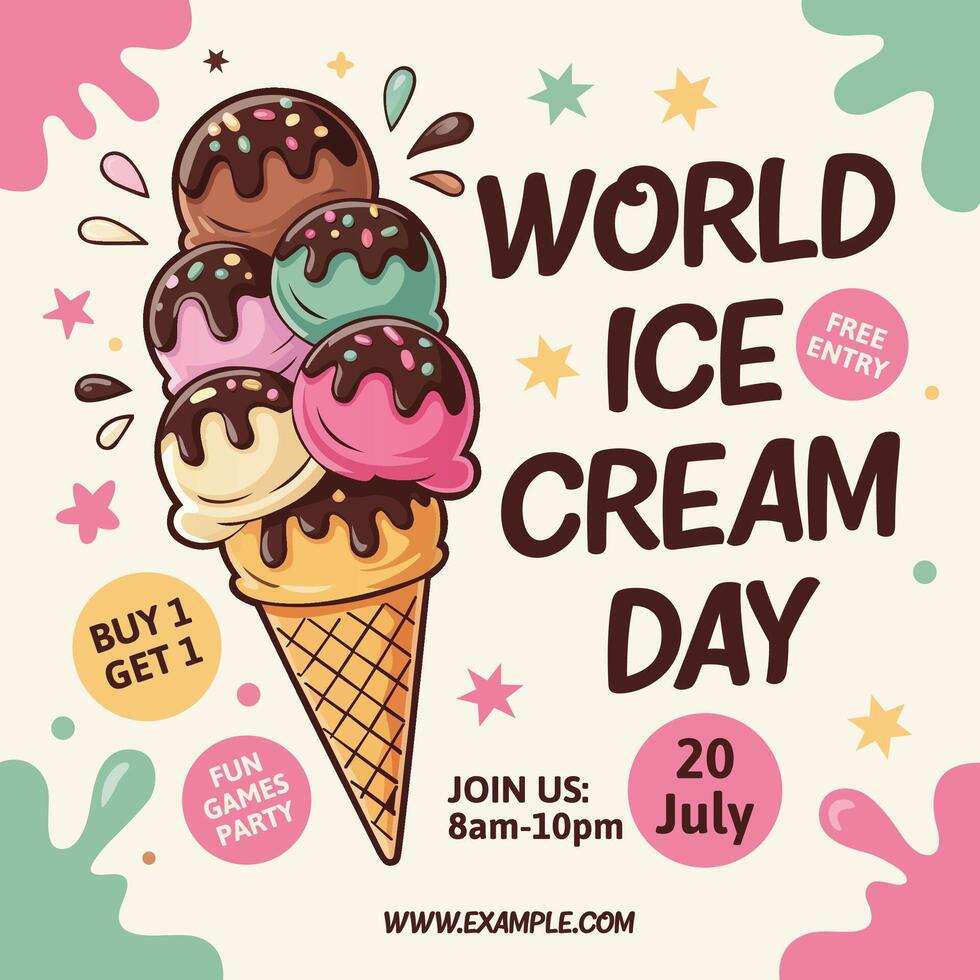 World Ice Cream Day event poster vector
