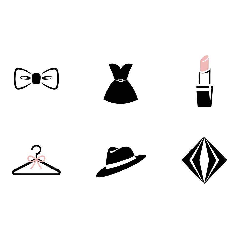 Fashion and beauty icons isolated on white background vector