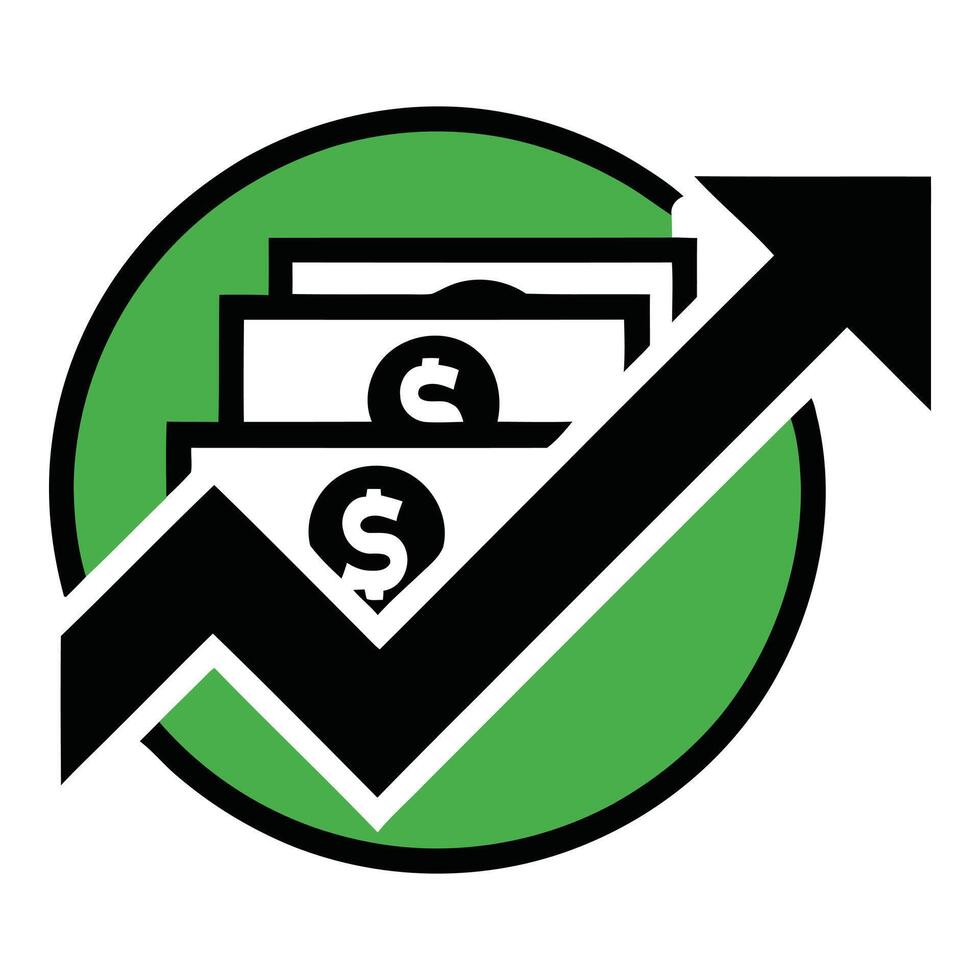 Money growth arrow indicates financial success isolated on white background vector