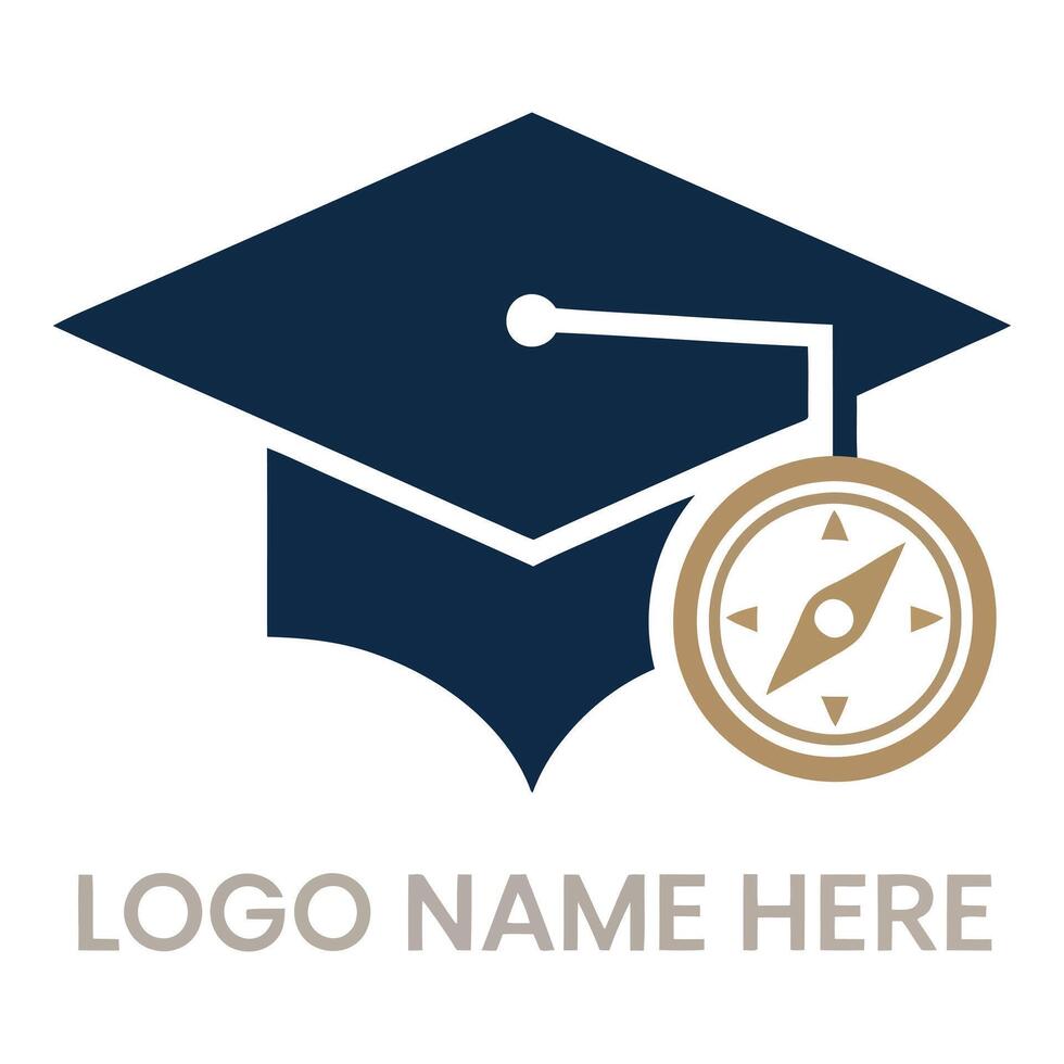 Graduation cap and compass represent education and future direction vector