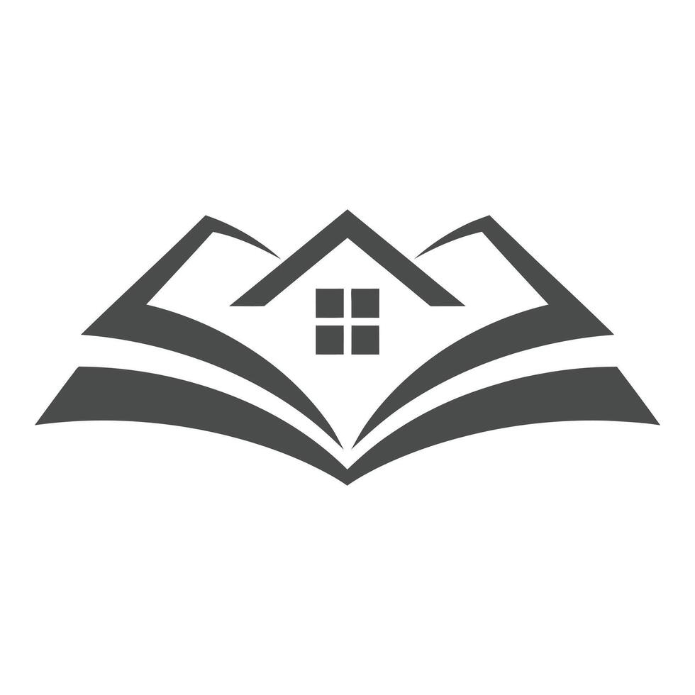 House roof and window over an open book isolated on white background vector