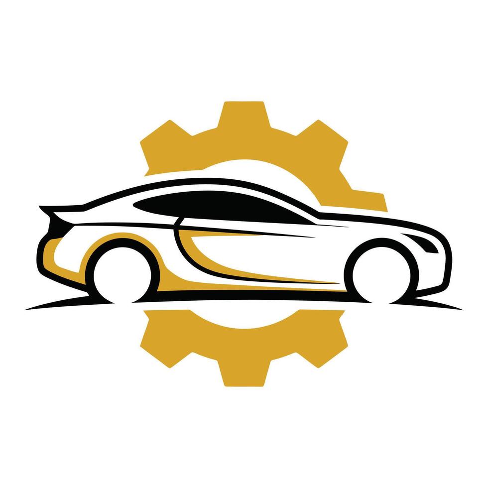 Car silhouette with gear isolated on white background vector