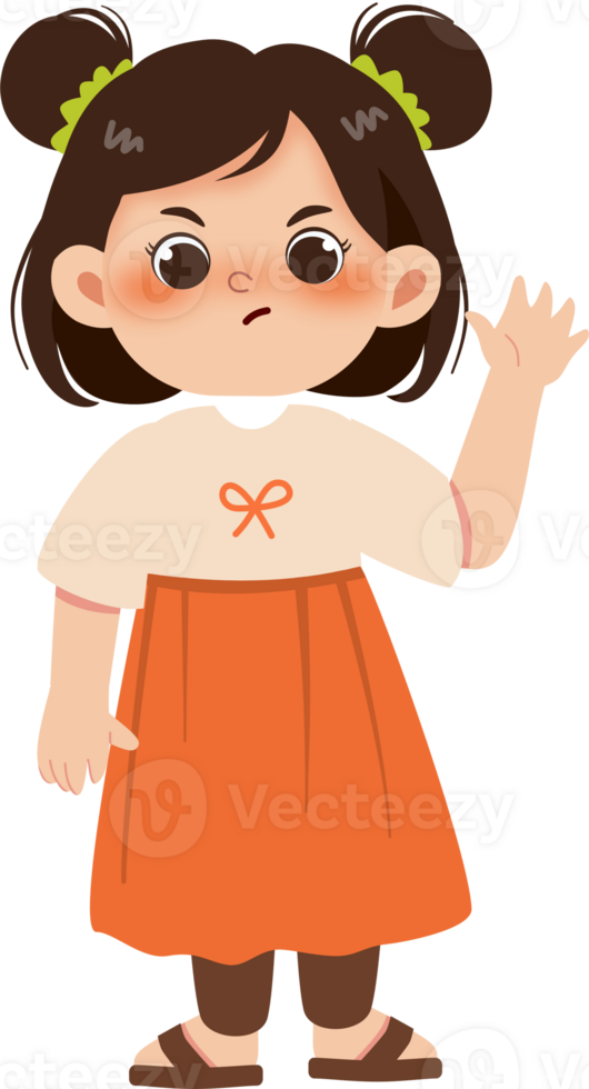A cartoon girl waving her hand png