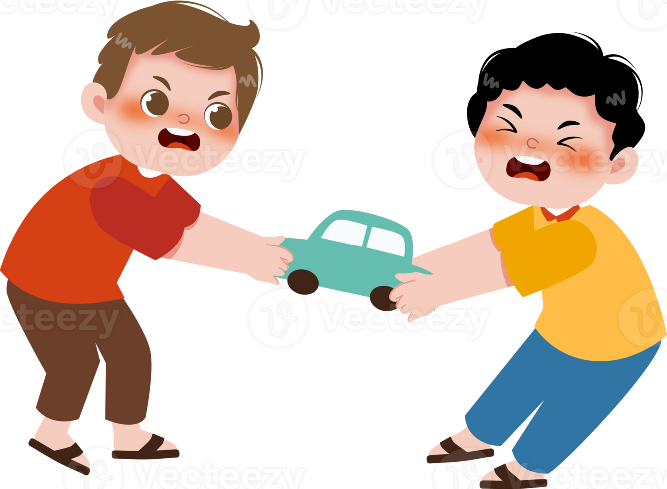 Two boys are playing with a toy car png