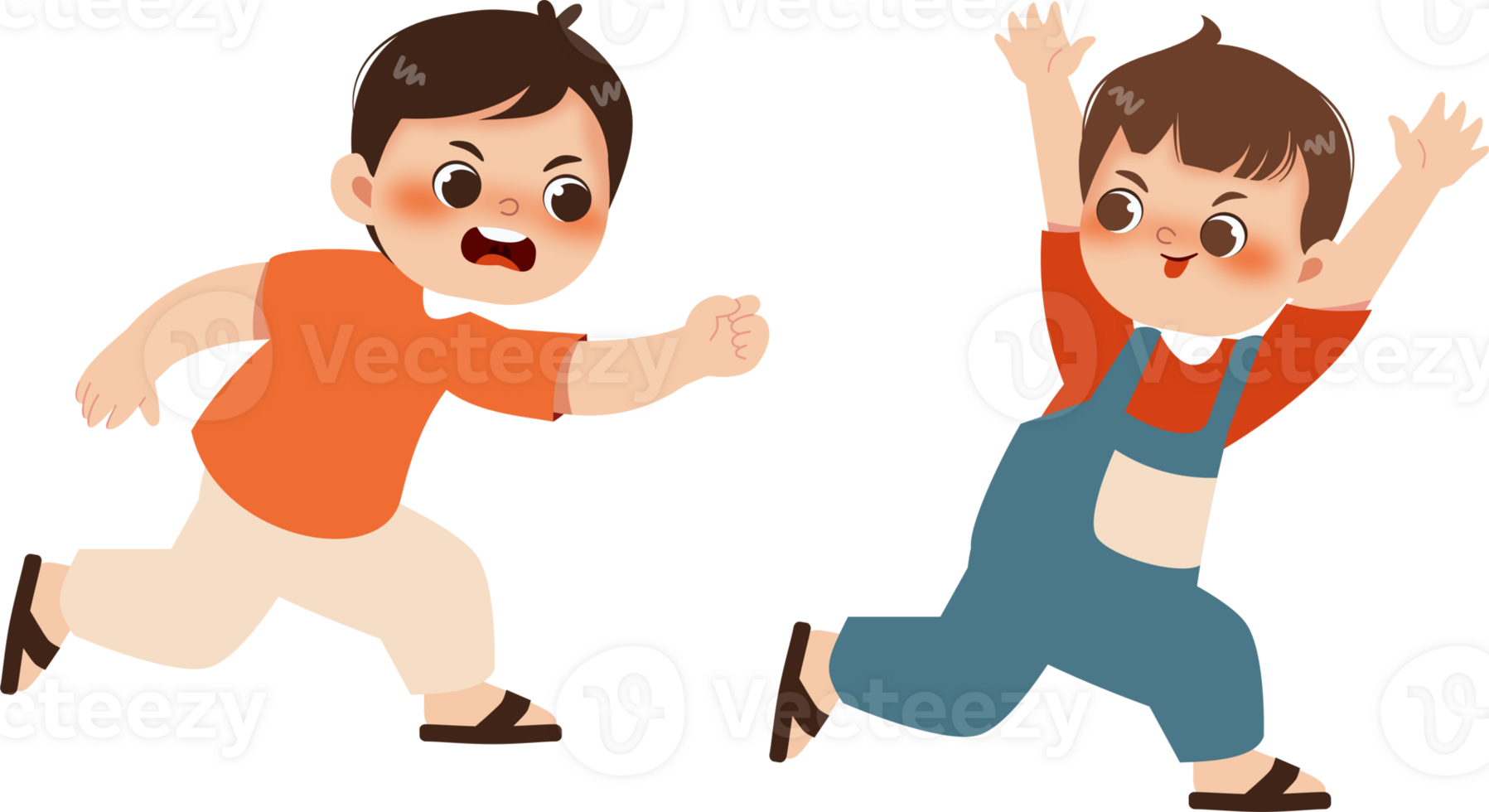 Two boys running in the air, one is holding his hand up png
