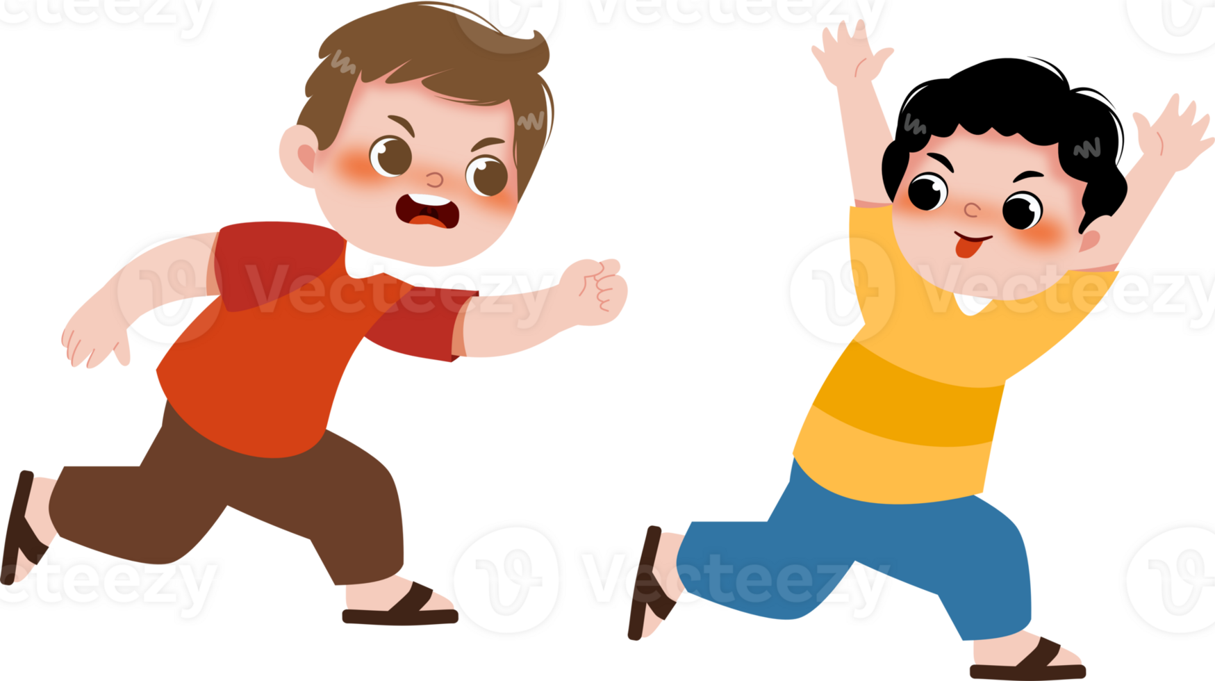 Two boys running and jumping in the air png
