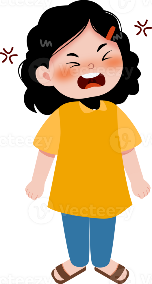 A cartoon girl with her mouth open and her eyes closed png