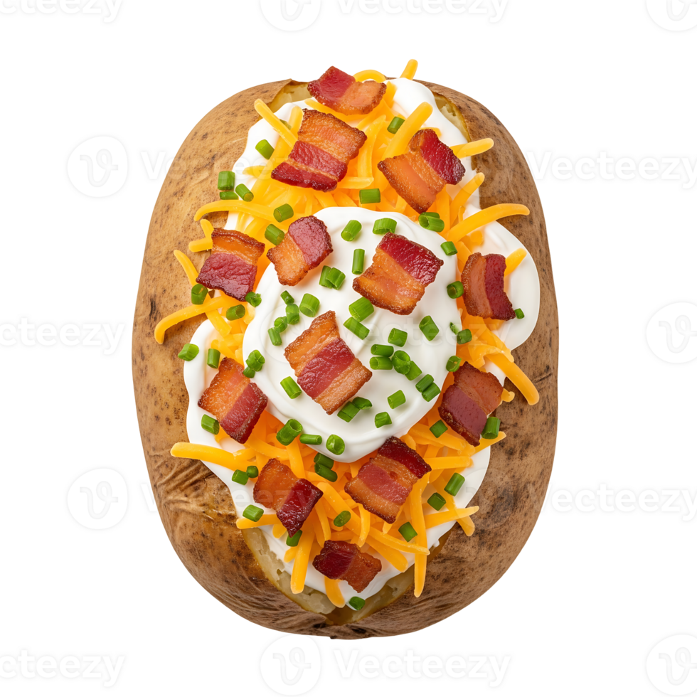 Baked Potato with Bacon Cheese Sour Cream Chives bacon bits png