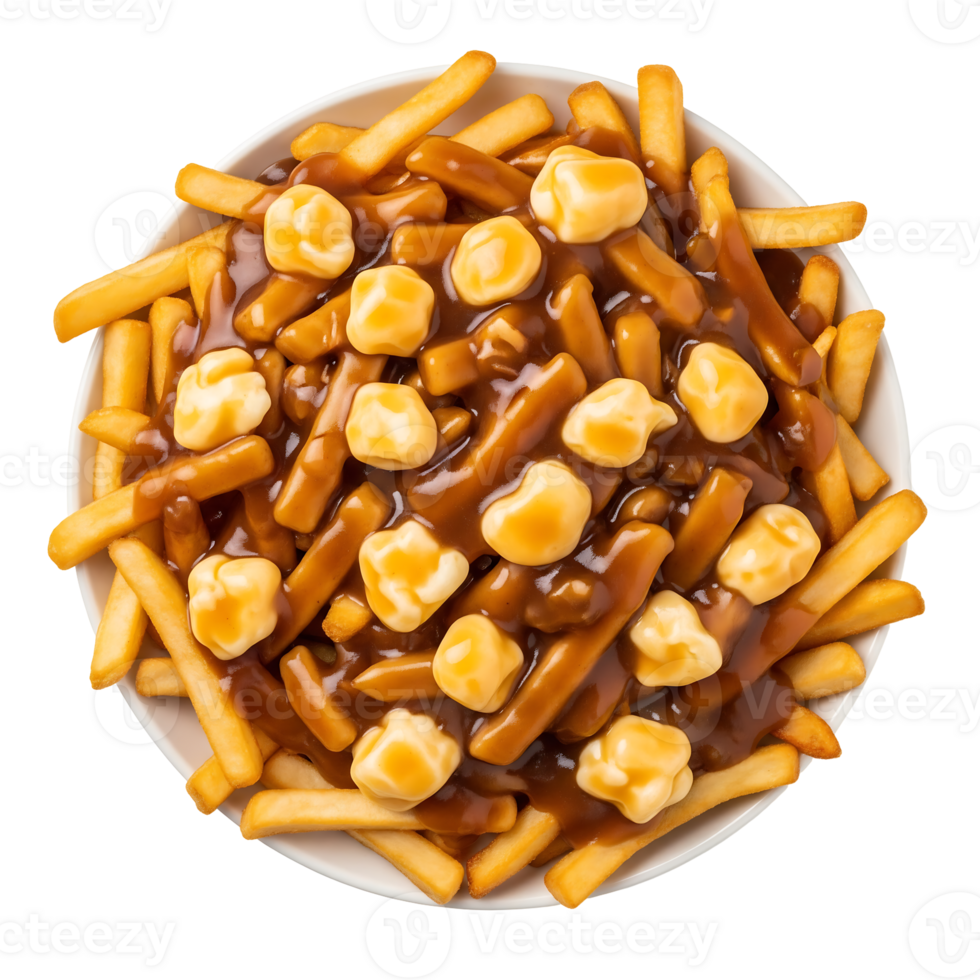 Golden French Fries Poutine Brown Gravy Cheese Curds png