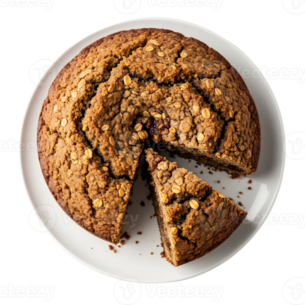 Oatmeal Crumble Cake Slices on White Plate oatmeal cake png