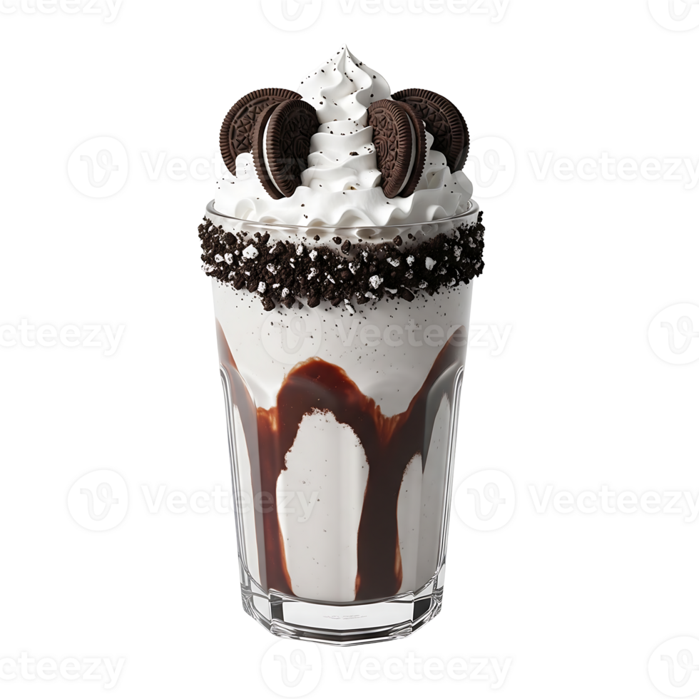 Cookies and Cream Milkshake Glass isolated on a transparent background png
