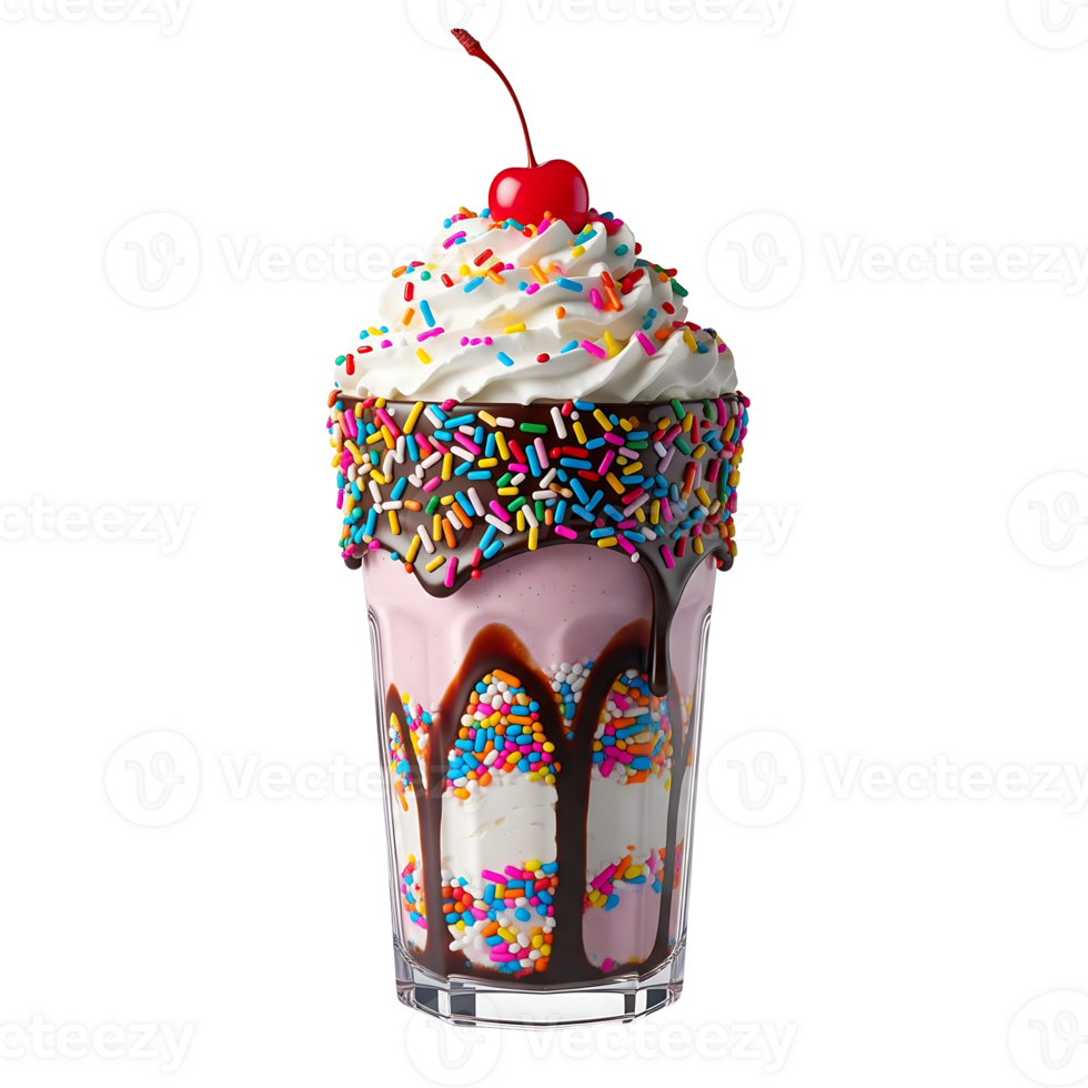 Strawberry milkshake sprinkles chocolate isolated on a transparent background png