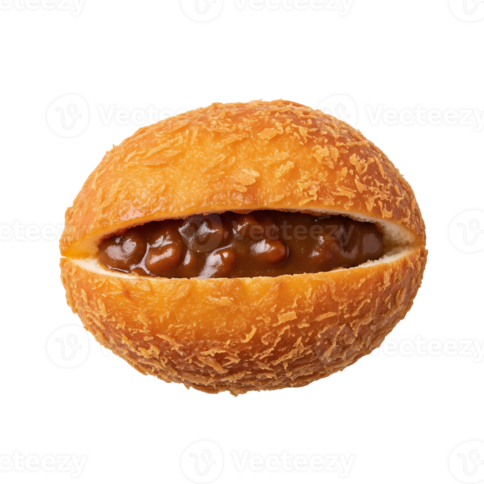 Curry Bread Deep Fried Bun isolated on a transparent background png