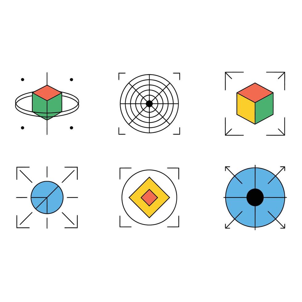 Collection of geometric shapes isolated on white background vector