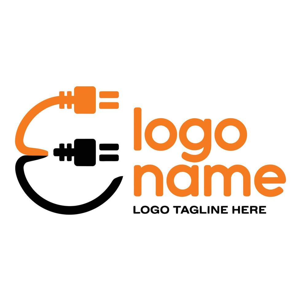 Electric plugs logo isolated on white background for company branding vector