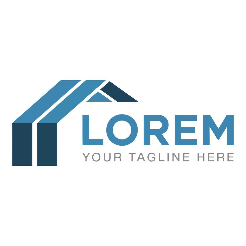 Blue house logo design isolated on white background for real estate vector