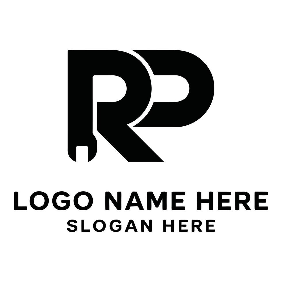 Rp logo design isolated on white background features a modern style vector
