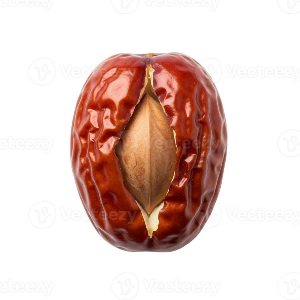 Red Jujube Fruit Seed Open isolated on a transparent background png