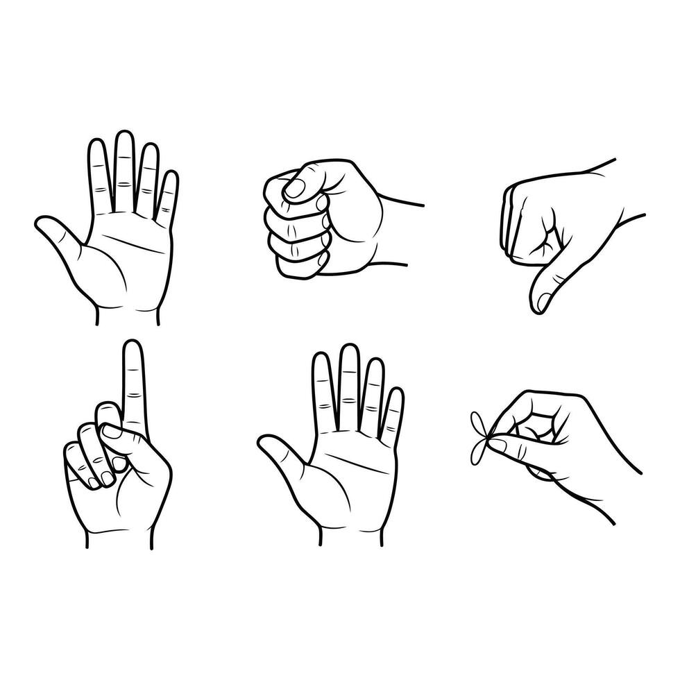 Hand gestures and signs isolated on white background illustration vector