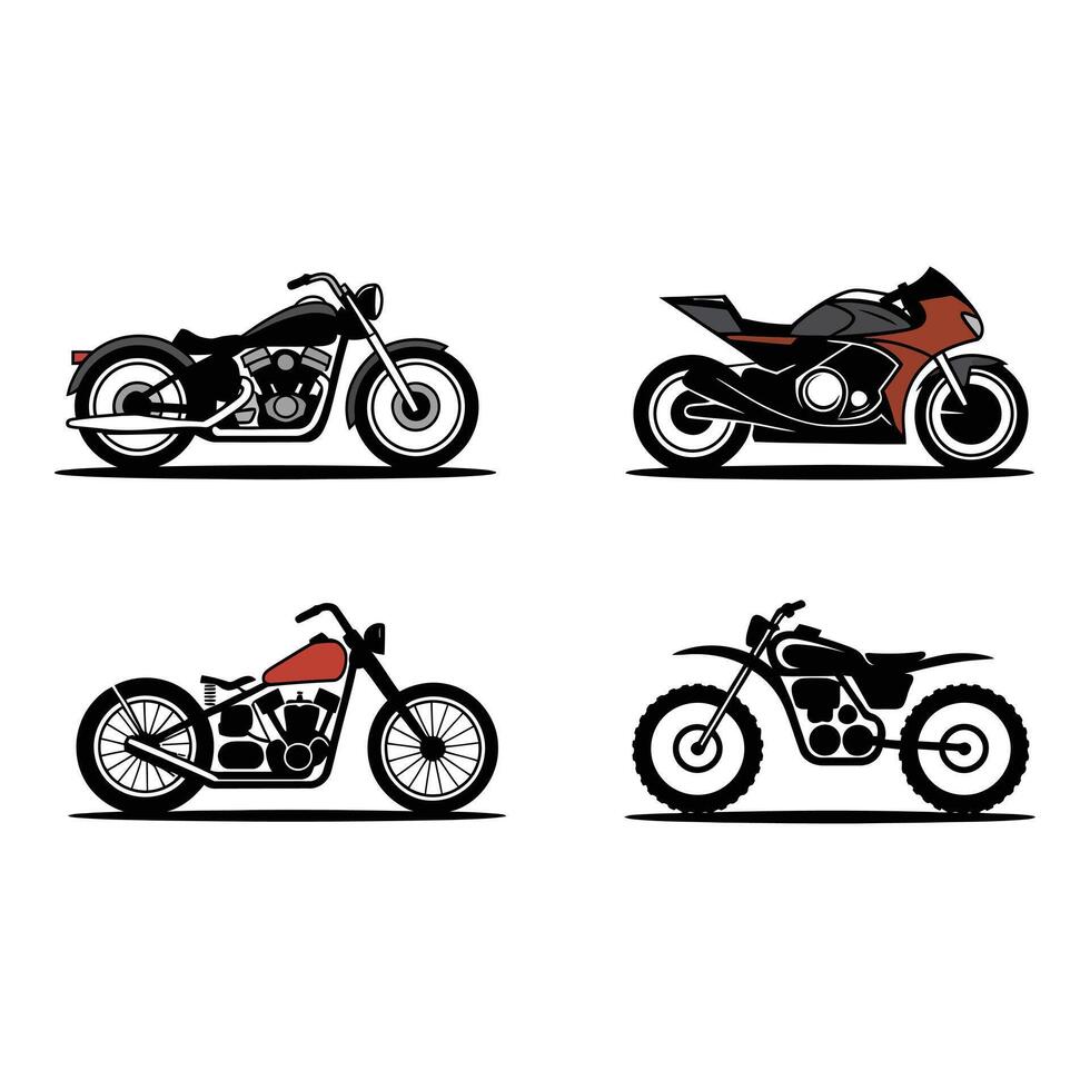 Four different motorcycle types isolated on white background vector