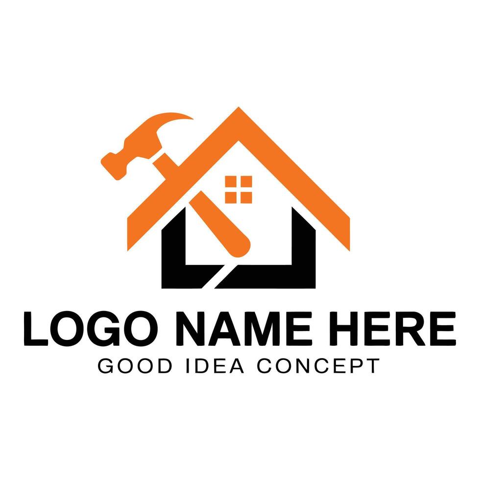 House repair logo with hammer isolated on white background vector