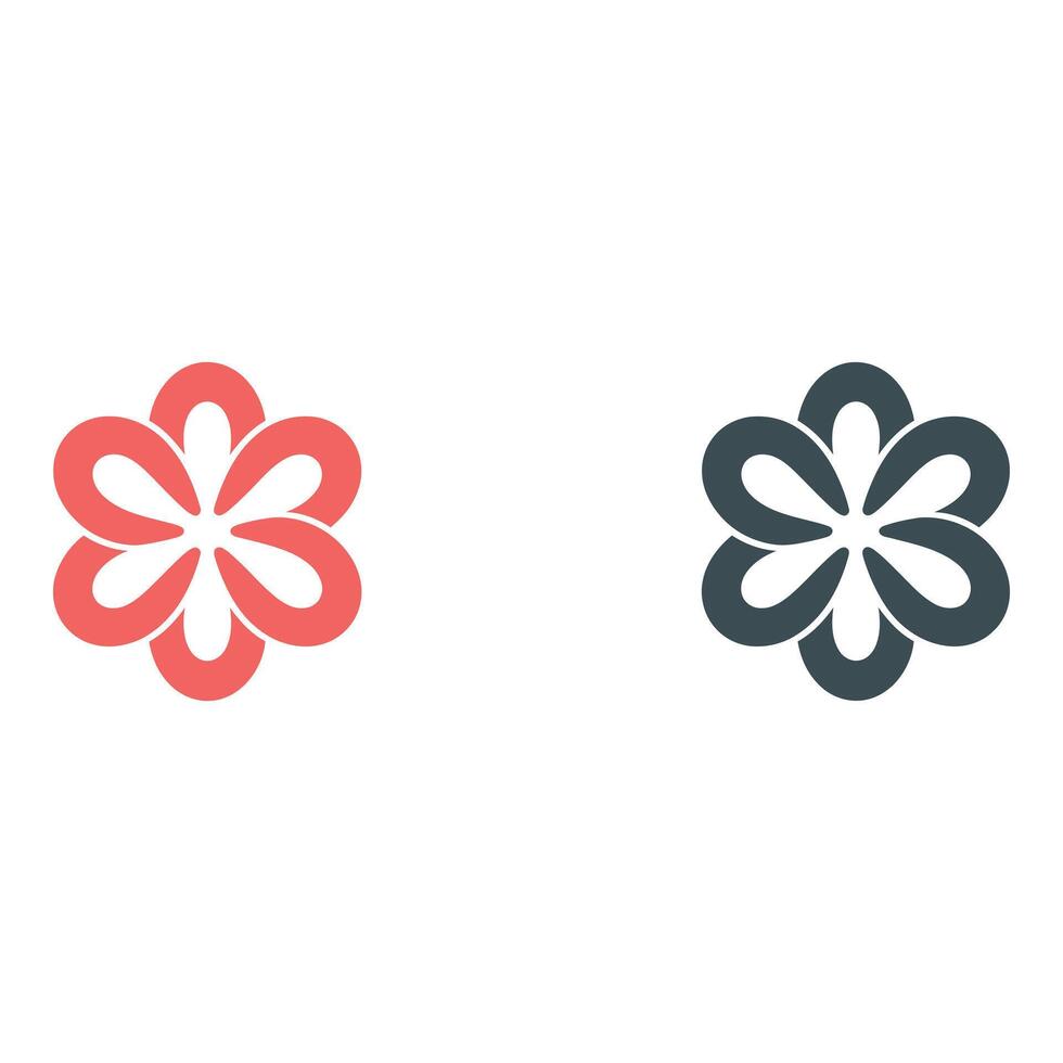 Two simple flower icons in red and gray on a light background vector