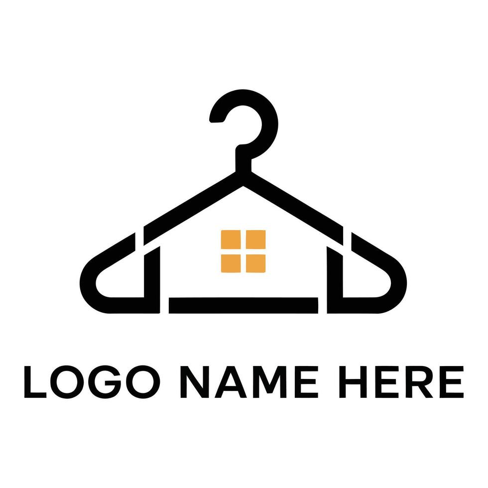 Hanger and house logo isolated on white background for real estate vector