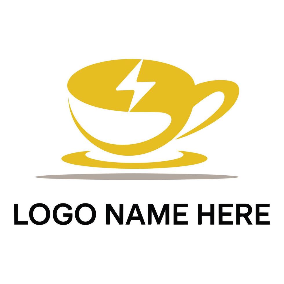 Yellow coffee cup with lightning bolt isolated on white background vector
